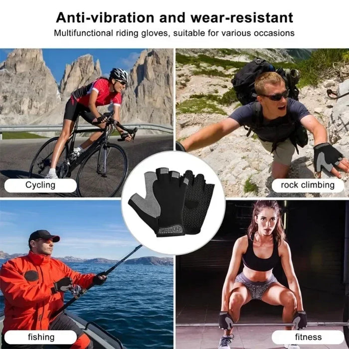 Breathable Anti-Slip Half Finger Gloves for Fitness Cycling Summer Gym Cycling Gloves for Men and Women Bicycle Riding Fishing